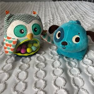 Colorful Owl and Dog Plush Toy Set